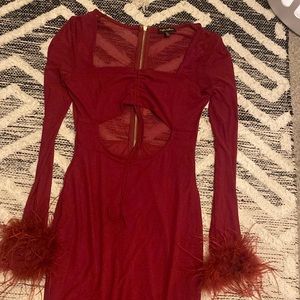 MIDI length burgundy dress